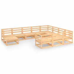 vidaXL Juego de muebles de jardín 11 piezas madera maciza de pino
