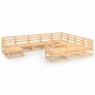 vidaXL Juego de muebles de jardín 11 piezas madera maciza de pino