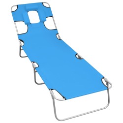 vidaXL Tumbona plegable con cojín para la cabeza acero azul turquesa 