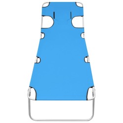 vidaXL Tumbona plegable con cojín para la cabeza acero azul turquesa 