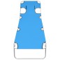 vidaXL Tumbona plegable con cojín para la cabeza acero azul turquesa vidaXL Tumbona plegable con cojín para la cabeza acero azul turquesa