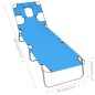 vidaXL Tumbona plegable con cojín para la cabeza acero azul turquesa vidaXL Tumbona plegable con cojín para la cabeza acero azul turquesa