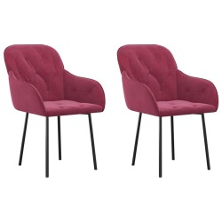 vidaXL Sillas de comedor 2 unidades terciopelo rojo tinto