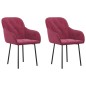 vidaXL Sillas de comedor 2 unidades terciopelo rojo tinto vidaXL Sillas de comedor 2 unidades terciopelo rojo tinto