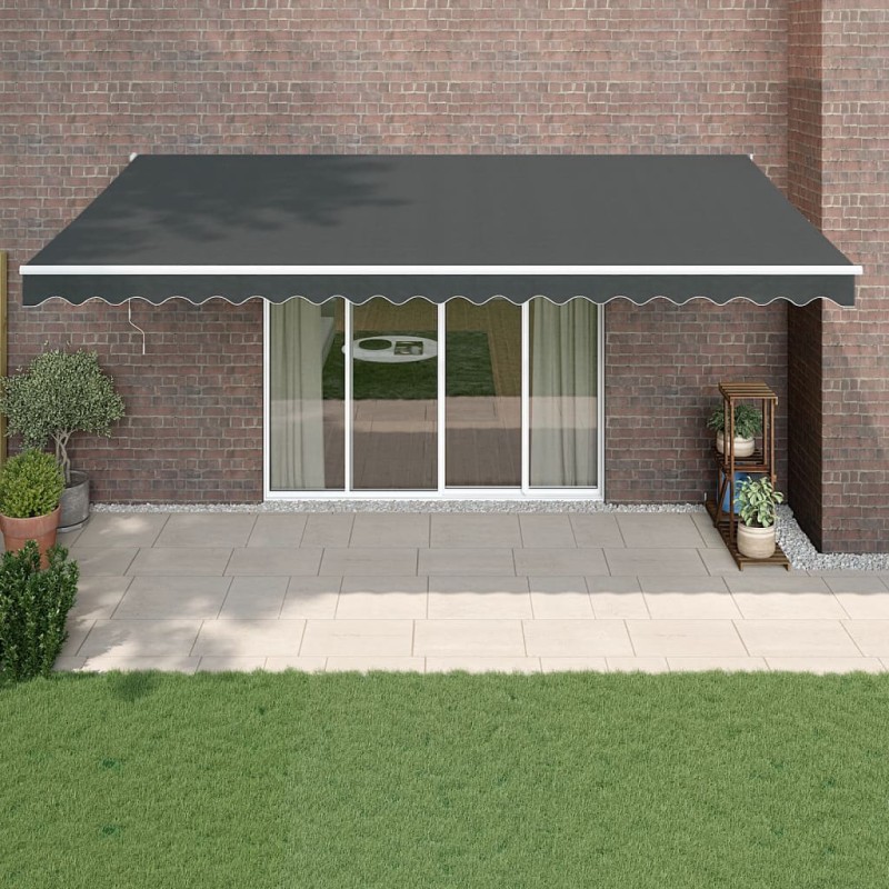 vidaXL Toldo retráctil aluminio y tela gris antracita 5x3 m vidaXL Toldo retráctil aluminio y tela gris antracita 5x3 m