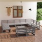 vidaXL Juego de muebles de jardín 12 piezas madera maciza de pino vidaXL Juego de muebles de jardín 12 piezas madera maciza de pino