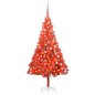 vidaXL Árbol de Navidad preiluminado con luces y bolas rojo 180 cm