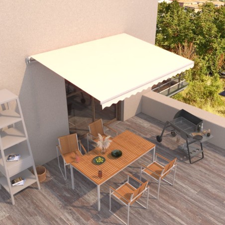 vidaXL Toldo retráctil manual crema 450x300 cm