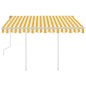 vidaXL Toldo manual retráctil con postes amarillo y blanco 3,5x2,5 m vidaXL Toldo manual retráctil con postes amarillo y blanco 3,5x2,5 m
