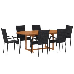 vidaXL Set de comedor de jardín de 7 piezas ratán sintético negro