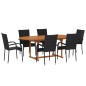 vidaXL Set de comedor de jardín de 7 piezas ratán sintético negro vidaXL Set de comedor de jardín de 7 piezas ratán sintético negro