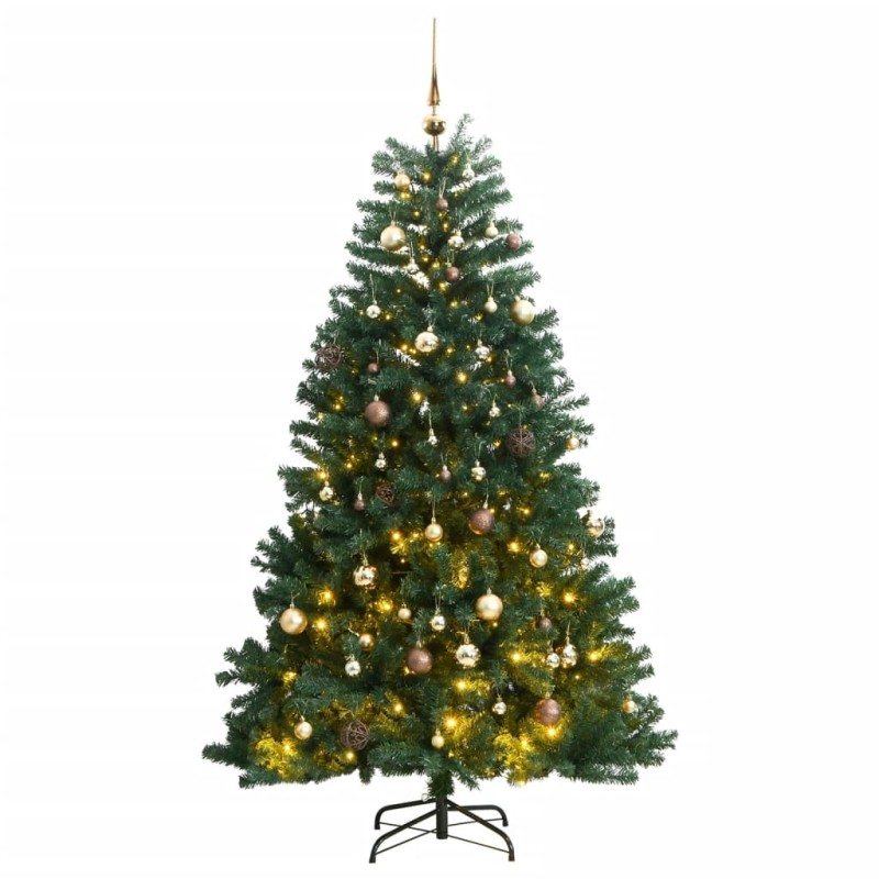 vidaXL Árbol de Navidad artificial con bisagras 300 LED y bolas 210 cm vidaXL Árbol de Navidad artificial con bisagras 300 LED y bolas 210 cm