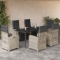 vidaXL Set comedor jardín 7 pzas y cojines ratán sintético gris claro vidaXL Set comedor jardín 7 pzas y cojines ratán sintético gris claro