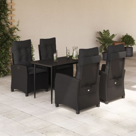 vidaXL Set de muebles jardín 5 pzas con cojines ratán sintético negro