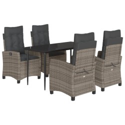 vidaXL Set comedor de jardín 5 piezas con cojines ratán sintético gris