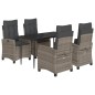 vidaXL Set comedor de jardín 5 piezas con cojines ratán sintético gris vidaXL Set comedor de jardín 5 piezas con cojines ratán sintético gris