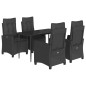 vidaXL Set de muebles jardín 5 pzas con cojines ratán sintético negro vidaXL Set de muebles jardín 5 pzas con cojines ratán sintético negro