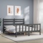 vidaXL Estructura de cama con cabecero madera maciza gris 160x200 cm