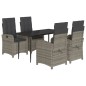 vidaXL Set comedor de jardín 5 piezas con cojines ratán sintético gris vidaXL Set comedor de jardín 5 piezas con cojines ratán sintético gris
