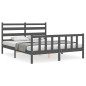 vidaXL Estructura de cama con cabecero madera maciza gris 160x200 cm