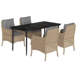 vidaXL Set comedor de jardín 5 pzas con cojines ratán sintético beige