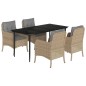 vidaXL Set comedor de jardín 5 pzas con cojines ratán sintético beige vidaXL Set comedor de jardín 5 pzas con cojines ratán sintético beige