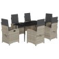vidaXL Set comedor jardín 7 pzas y cojines ratán sintético gris claro vidaXL Set comedor jardín 7 pzas y cojines ratán sintético gris claro