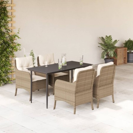 vidaXL Set comedor de jardín 5 pzas con cojines ratán sintético beige