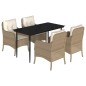 vidaXL Set comedor de jardín 5 pzas con cojines ratán sintético beige vidaXL Set comedor de jardín 5 pzas con cojines ratán sintético beige