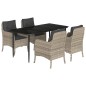 vidaXL Set comedor de jardín 5 pzas cojines ratán sintético gris claro vidaXL Set comedor de jardín 5 pzas cojines ratán sintético gris claro