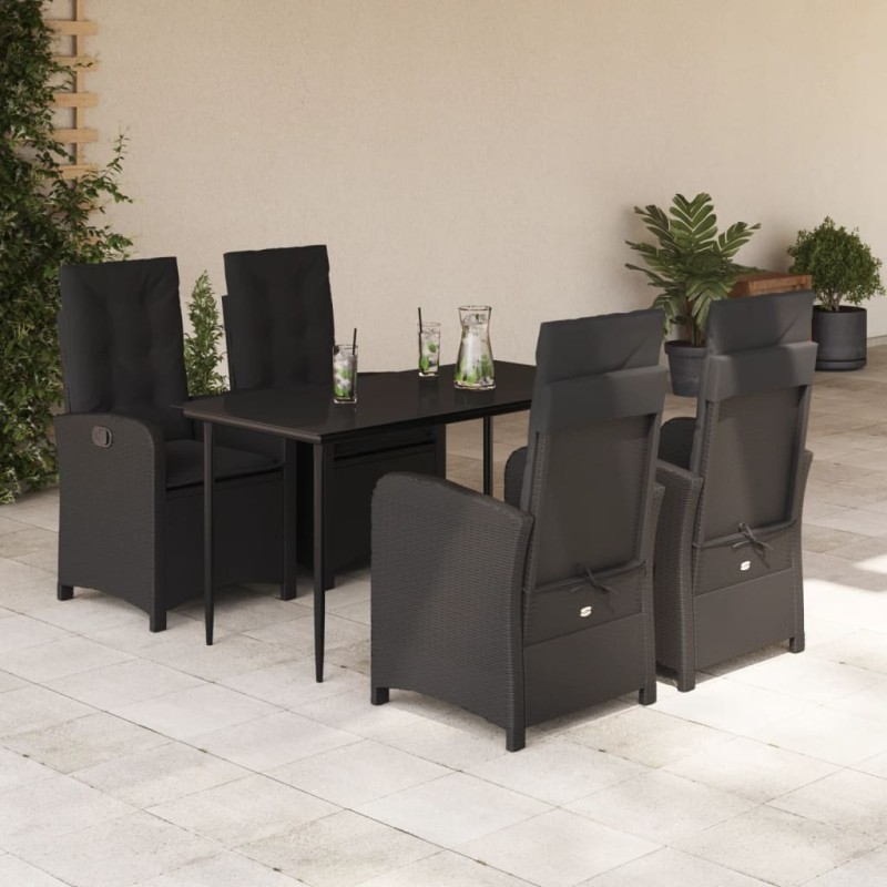 vidaXL Set de muebles jardín 5 pzas con cojines ratán sintético negro vidaXL Set de muebles jardín 5 pzas con cojines ratán sintético negro