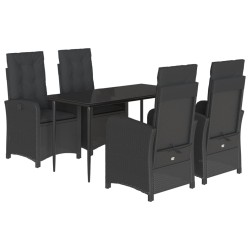 vidaXL Set de muebles jardín 5 pzas con cojines ratán sintético negro