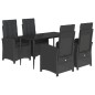 vidaXL Set de muebles jardín 5 pzas con cojines ratán sintético negro vidaXL Set de muebles jardín 5 pzas con cojines ratán sintético negro