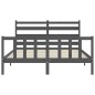 vidaXL Estructura de cama con cabecero madera maciza gris 160x200 cm