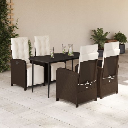 vidaXL Set comedor de jardín 5 piezas y cojines ratán sintético marrón