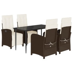 vidaXL Set comedor de jardín 5 piezas y cojines ratán sintético marrón
