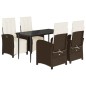 vidaXL Set comedor de jardín 5 piezas y cojines ratán sintético marrón vidaXL Set comedor de jardín 5 piezas y cojines ratán sintético marrón