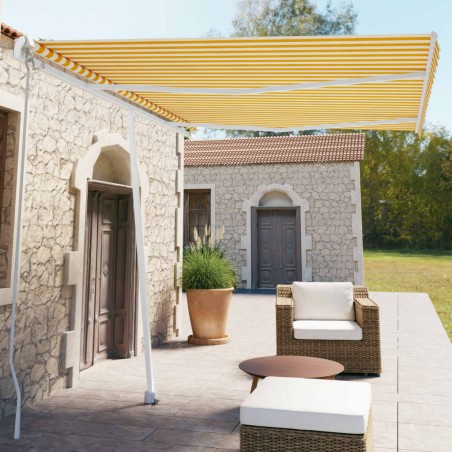 vidaXL Toldo de pie manual retráctil amarillo y blanco 350x250 cm