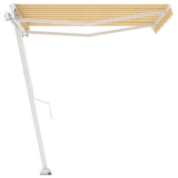 vidaXL Toldo de pie manual retráctil amarillo y blanco 350x250 cm