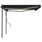 vidaXL Toldo retráctil manual con LED gris antracita 4x3 cm vidaXL Toldo retráctil manual con LED gris antracita 4x3 cm