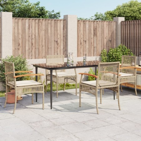 vidaXL Set comedor de jardín 5 pzas con cojines ratán sintético beige