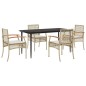 vidaXL Set comedor de jardín 5 pzas con cojines ratán sintético beige vidaXL Set comedor de jardín 5 pzas con cojines ratán sintético beige