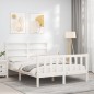 vidaXL Estructura de cama con cabecero madera maciza blanco 140x200 cm vidaXL Estructura de cama con cabecero madera maciza blanco 140x200 cm