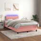 vidaXL Cama box spring con colchón y LED terciopelo rosa 120x190 cm vidaXL Cama box spring con colchón y LED terciopelo rosa 120x190 cm
