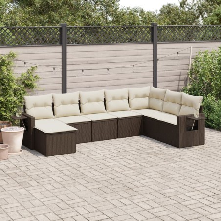 vidaXL Set sofás de jardín 8 piezas y cojines ratán sintético marrón