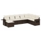 vidaXL Set sofás de jardín 8 piezas y cojines ratán sintético marrón vidaXL Set sofás de jardín 8 piezas y cojines ratán sintético marrón