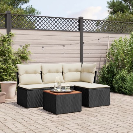 vidaXL Set de muebles de jardín 5 pzas y cojines ratán sintético negro