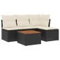 vidaXL Set de muebles de jardín 5 pzas y cojines ratán sintético negro vidaXL Set de muebles de jardín 5 pzas y cojines ratán sintético negro