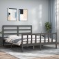 vidaXL Estructura de cama con cabecero madera maciza gris 160x200 cm