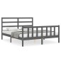 vidaXL Estructura de cama con cabecero madera maciza gris 160x200 cm